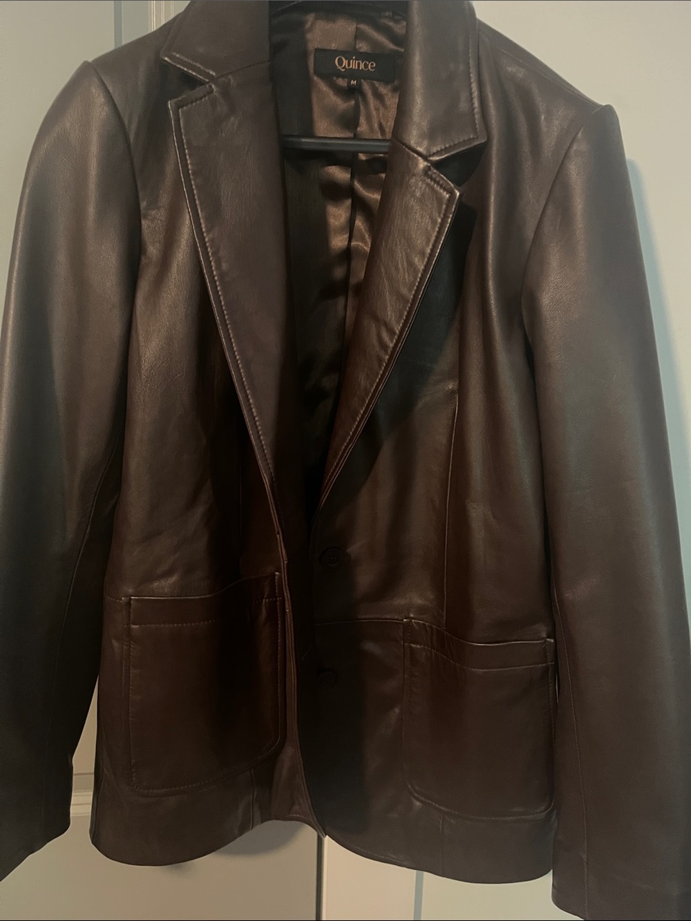 Quince Chocolate Brown Leather Blazer